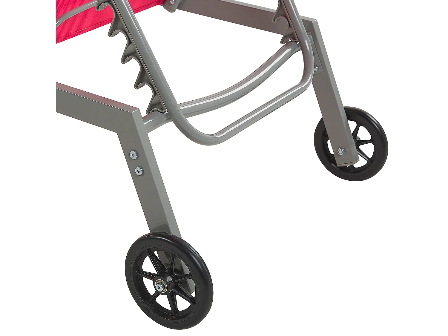 Sonnenliege aus Stahl mit Textilbespannung rot rollbar verstellbar Levanzo