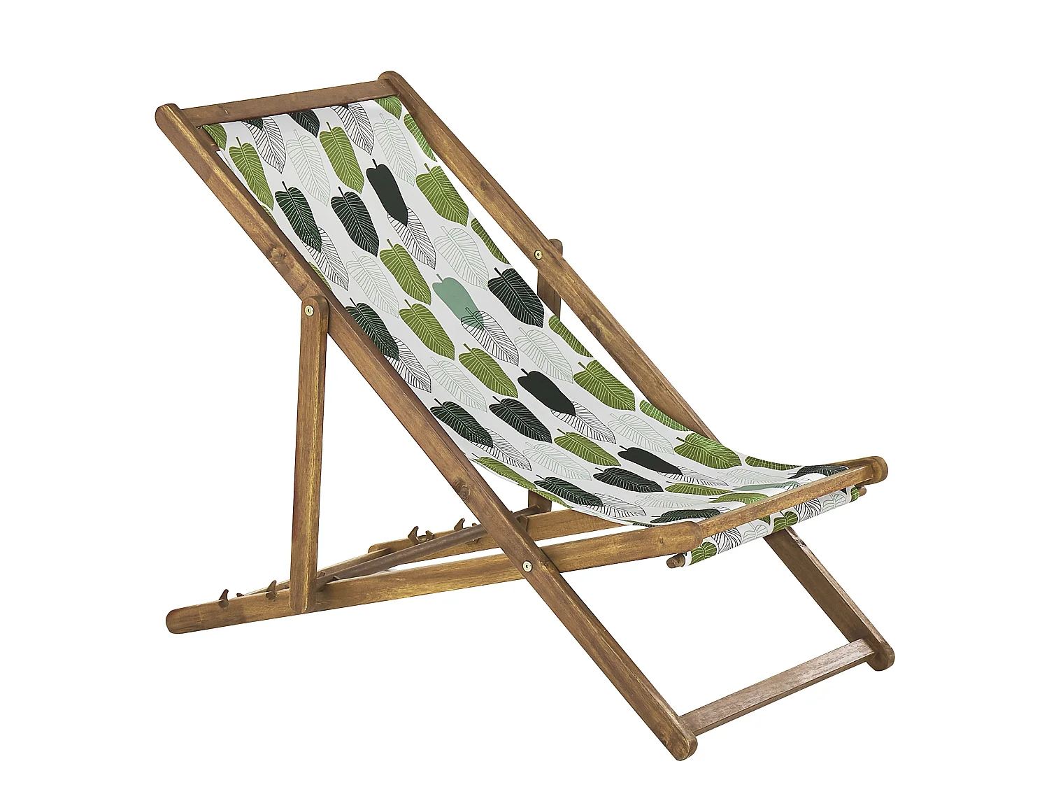 Zestaw 2 leżaków ogrodowych składanych ANZIO z zestawem wymiennych tkanin Motyw kwiatowy Drewno akacjowe Jasnobrązowy