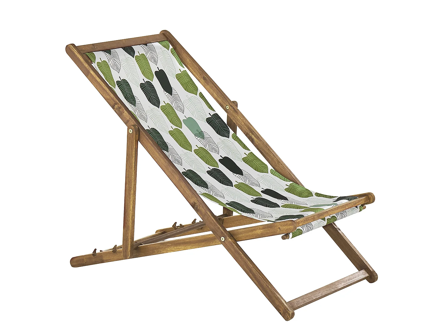 Set di 2 sedie a sdraio pieghevoli ANZIO con Tessuti di Ricambio Motivo floreale Legno d'acacia Marrone chiaro