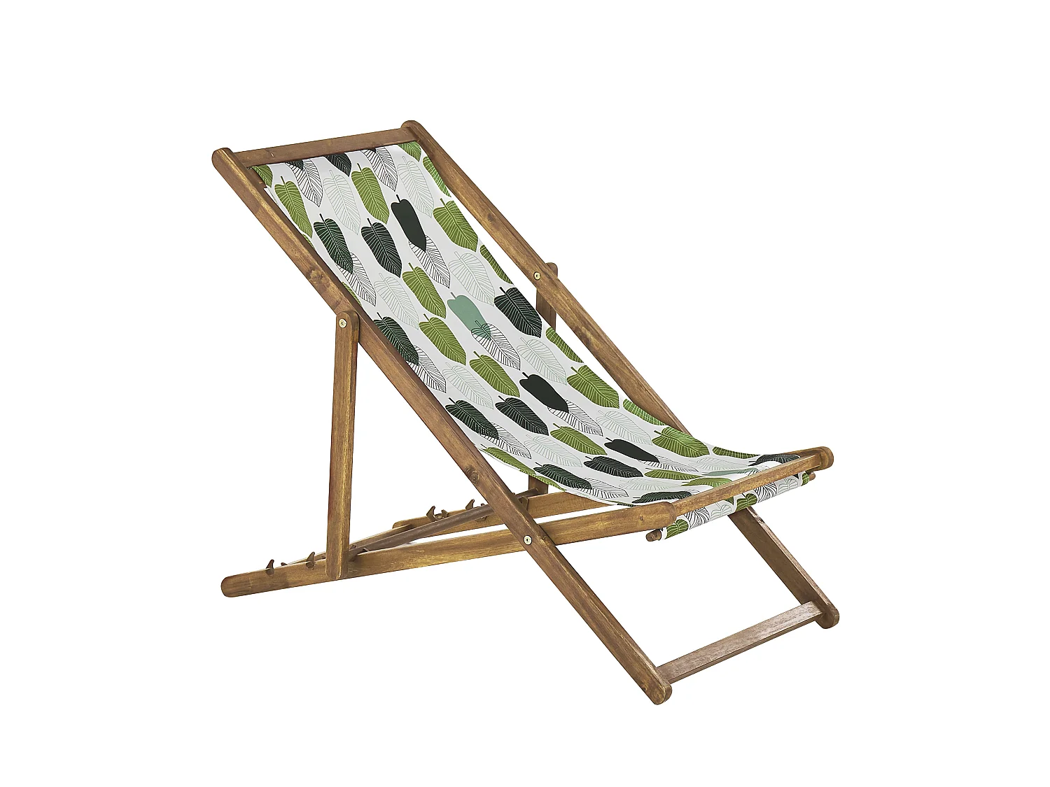 Lot de 2 chiliennes pliantes ANZIO avec tissus de remplacement Motif floral Acacia Marron clair