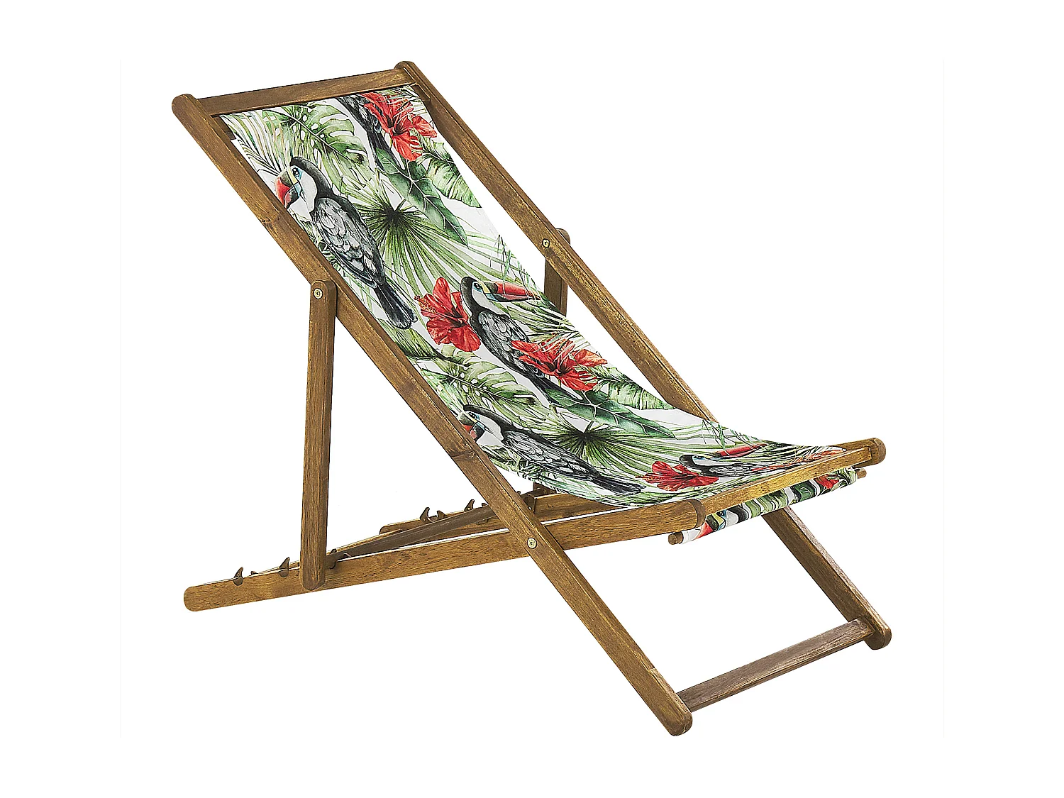 Lot de 2 chiliennes pliantes ANZIO avec tissus de remplacement Motif animal Acacia Marron clair