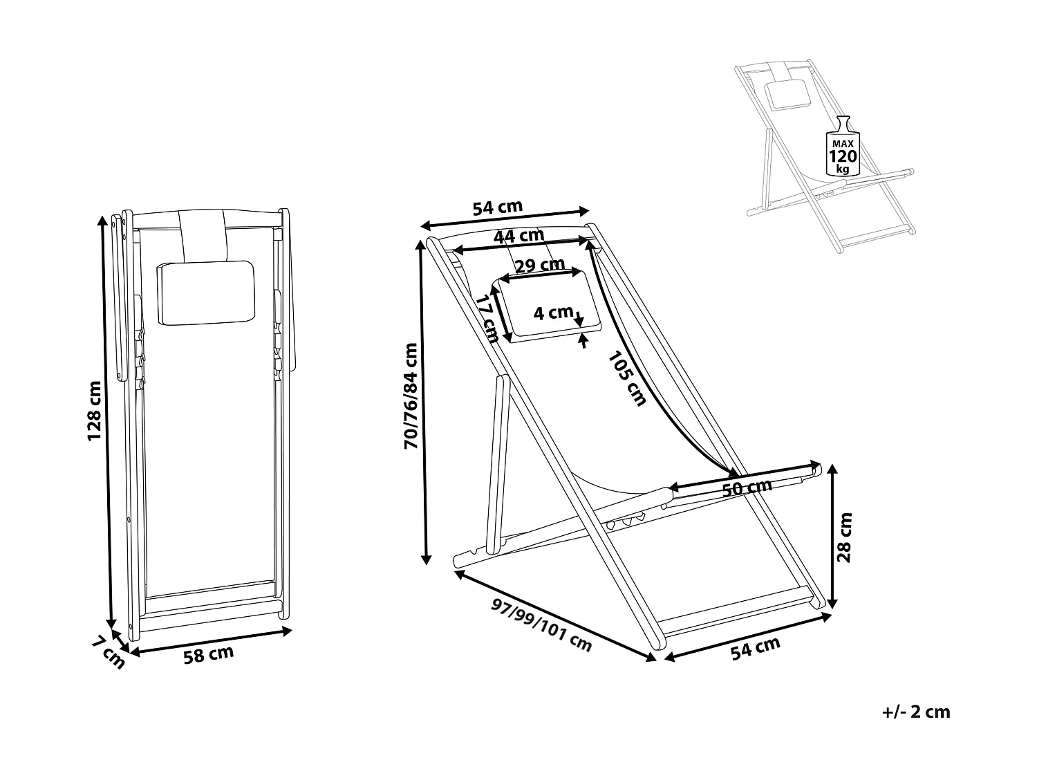 Leżak ogrodowy składany AVELLINO Drewno akacjowe Szary