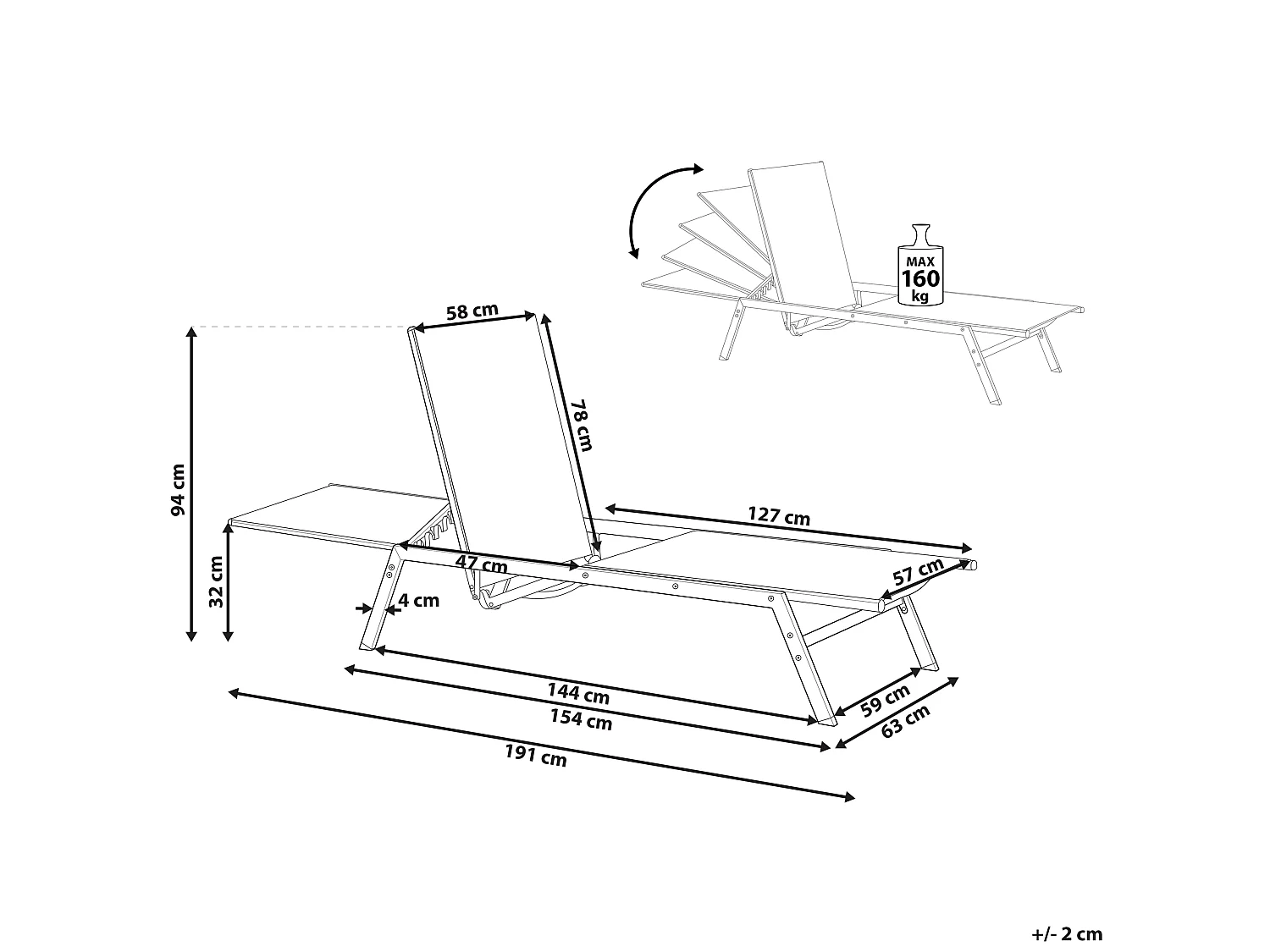 Lettino Prendisole VERNAZZA Metallo Grigio