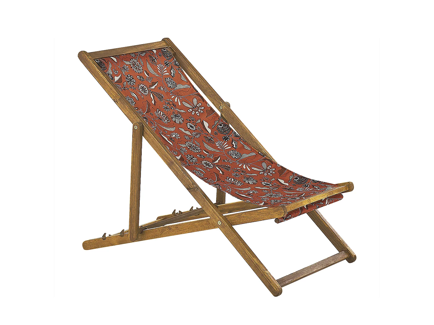 Lot de 2 chiliennes pliantes ANZIO avec tissus de remplacement Motif floral Acacia Marron clair