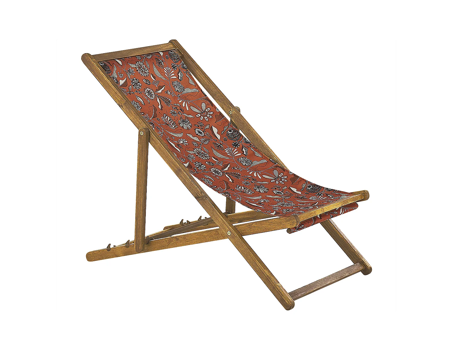 Set di 2 sedie a sdraio pieghevoli ANZIO con Tessuti di Ricambio Motivo floreale Legno d'acacia Marrone chiaro