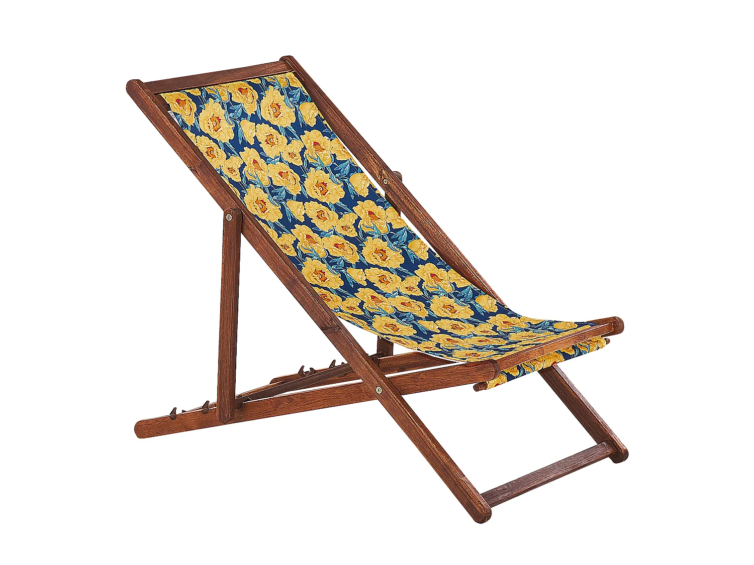 Lot de 2 chiliennes pliantes ANZIO avec tissus de remplacement Motif floral Acacia Marron foncé