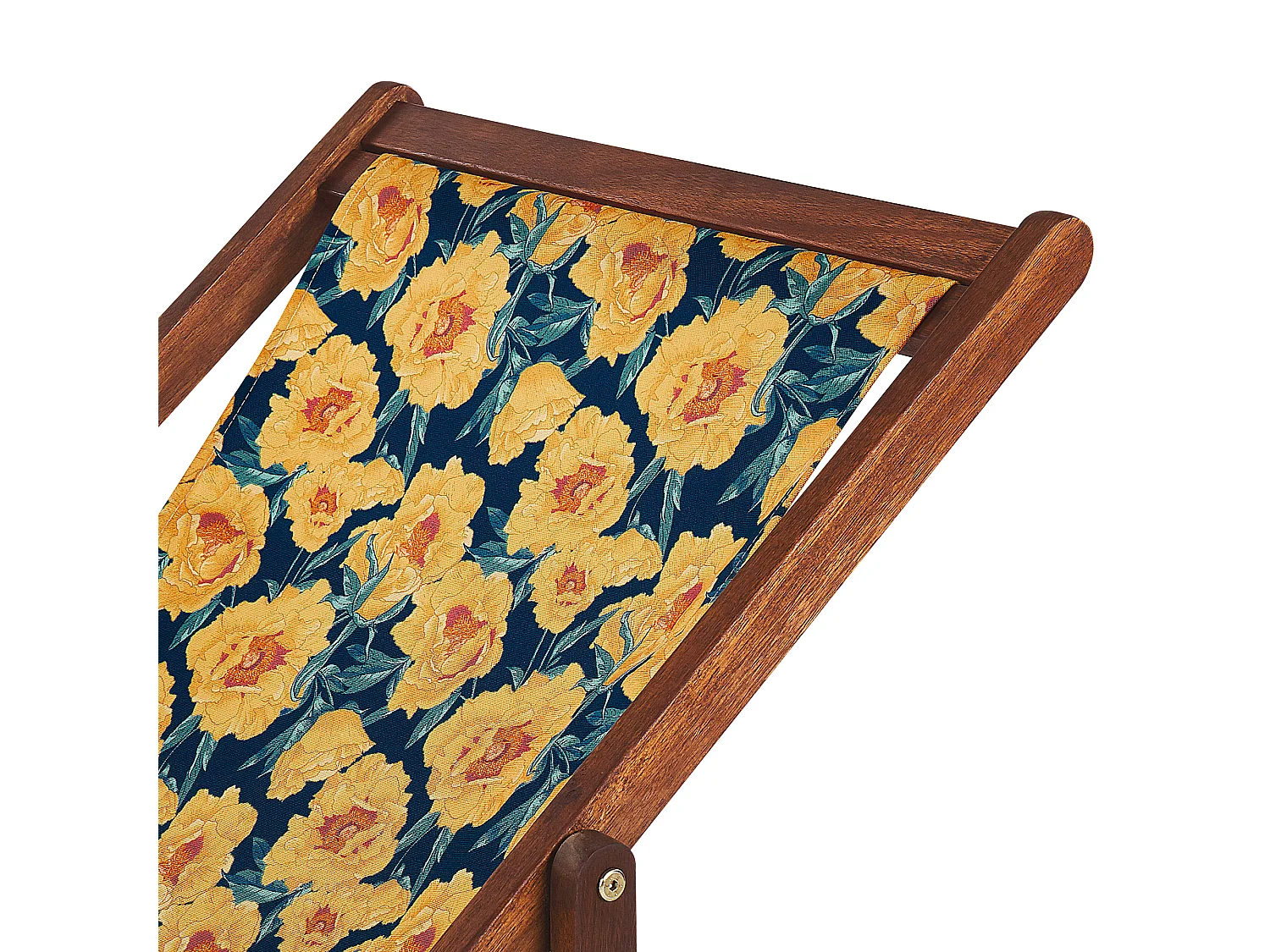 Lot de 2 chiliennes pliantes ANZIO avec tissus de remplacement Motif floral Acacia Marron foncé