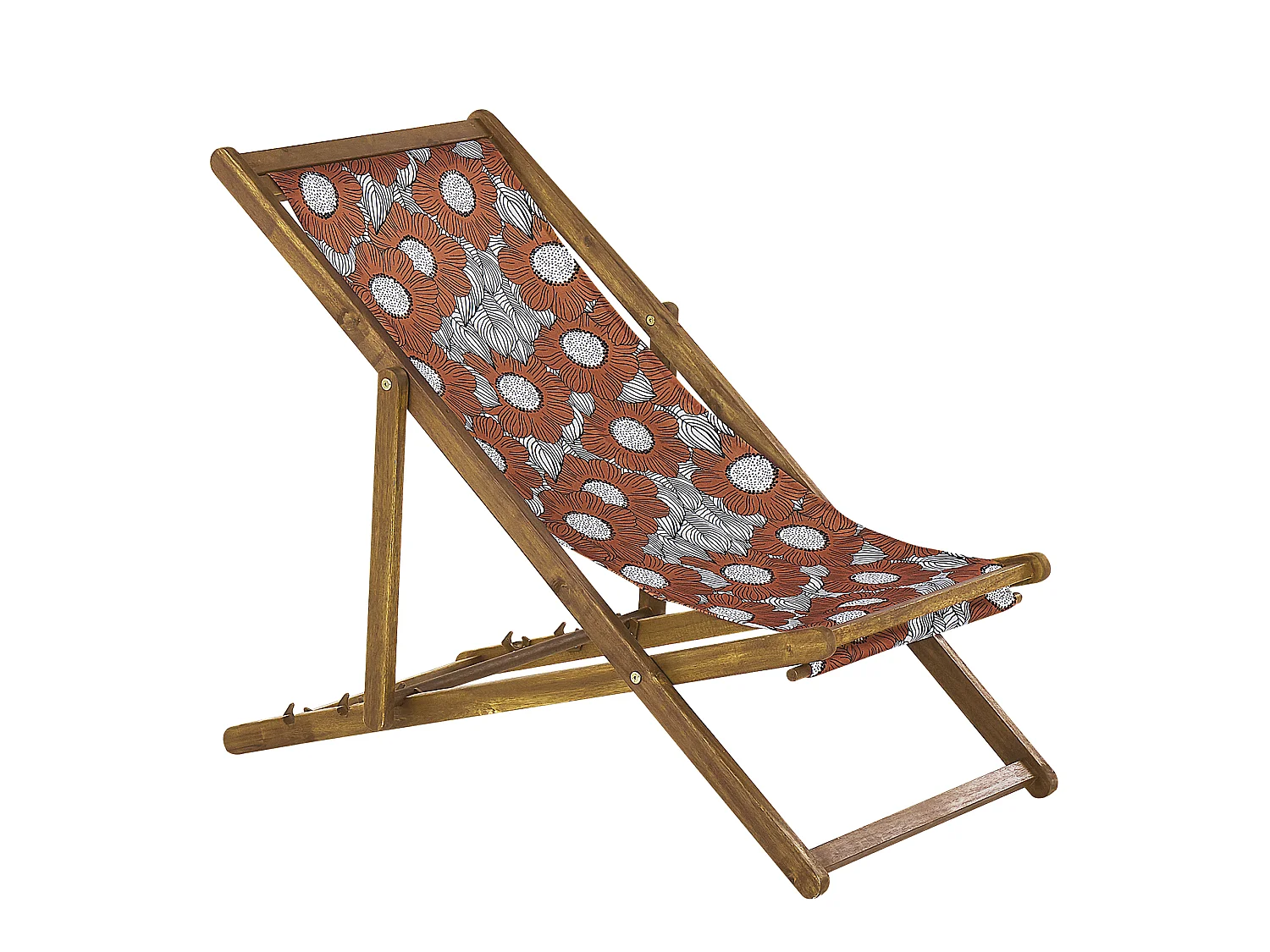 Lot de 2 chiliennes pliantes ANZIO avec tissus de remplacement Motif floral Acacia Marron clair