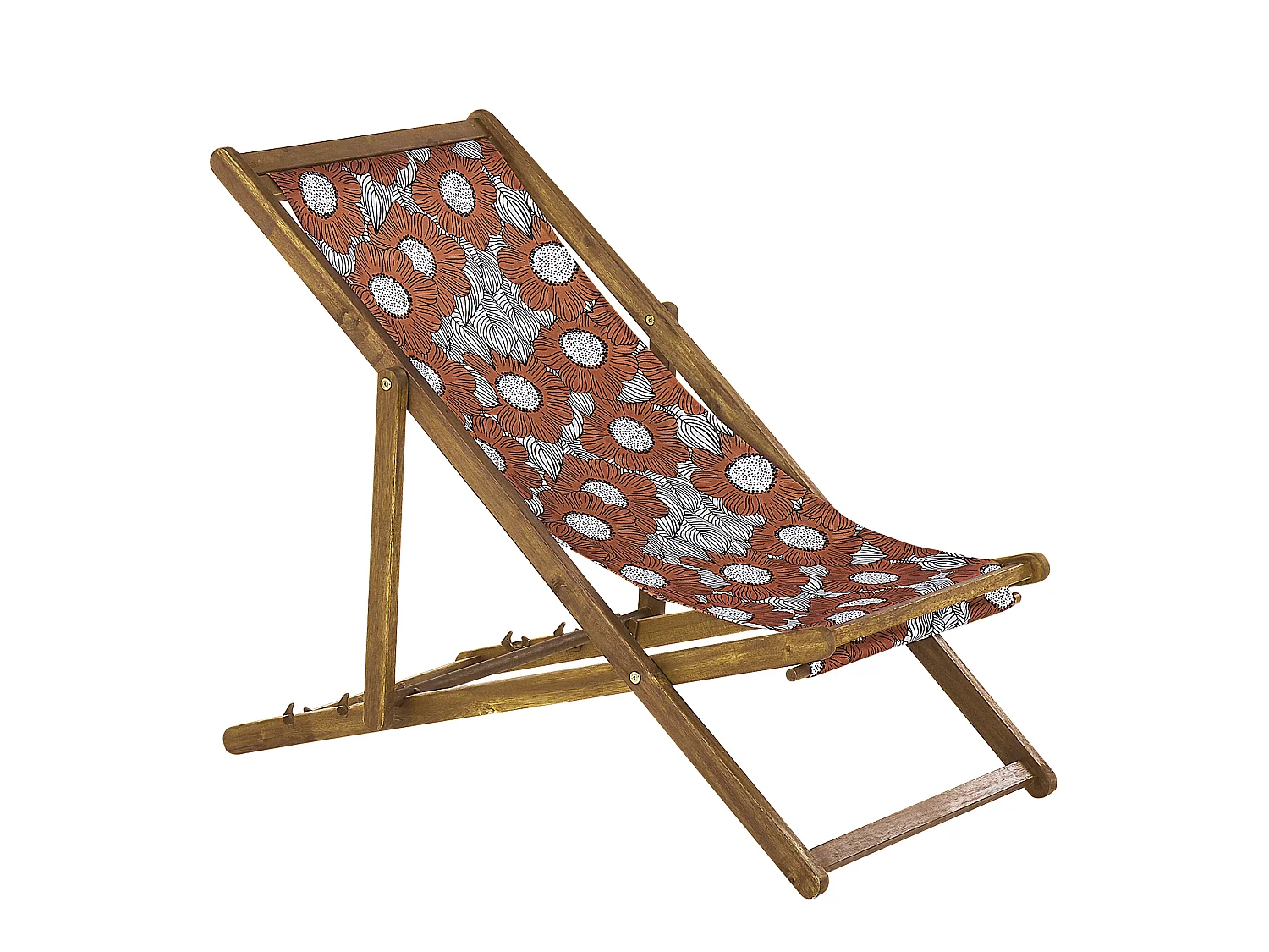 Set di 2 sedie a sdraio pieghevoli ANZIO con Tessuti di Ricambio Motivo floreale Legno d'acacia Marrone chiaro