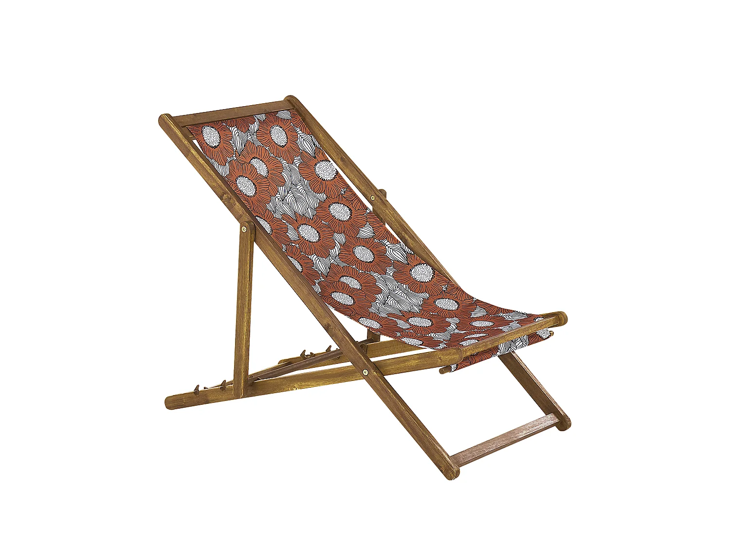 Lot de 2 chiliennes pliantes ANZIO avec tissus de remplacement Motif floral Acacia Marron clair