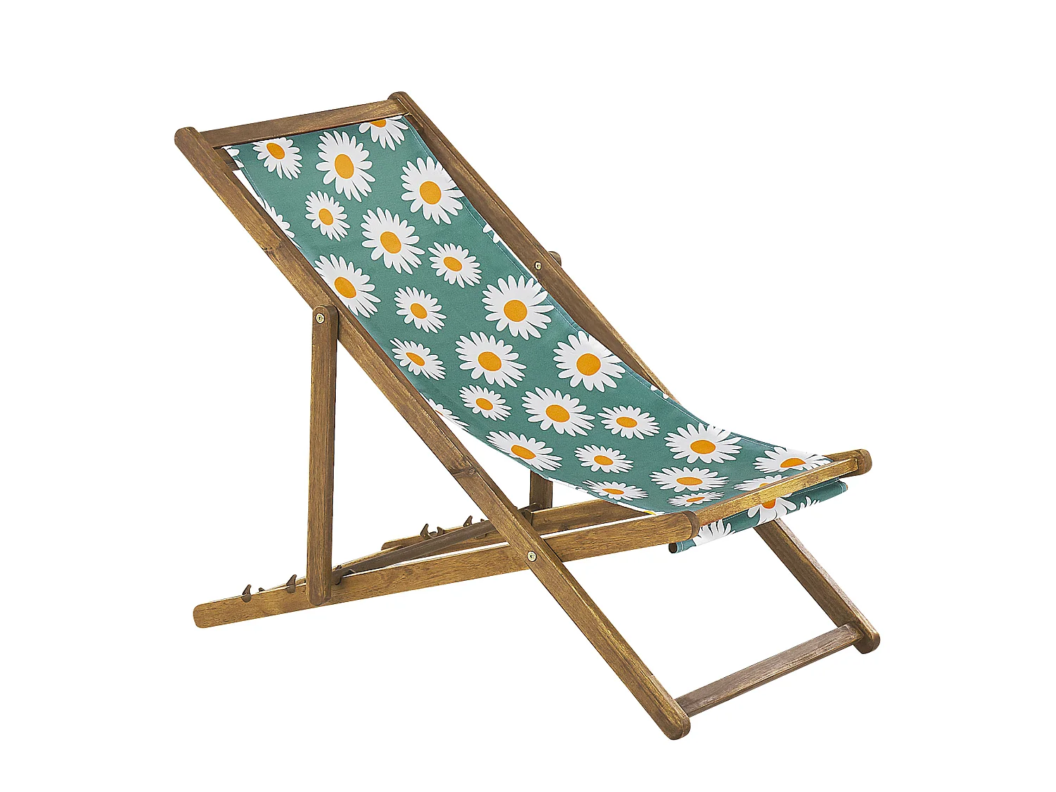 Lot de 2 chiliennes pliantes ANZIO avec tissus de remplacement Motif floral Acacia Marron clair