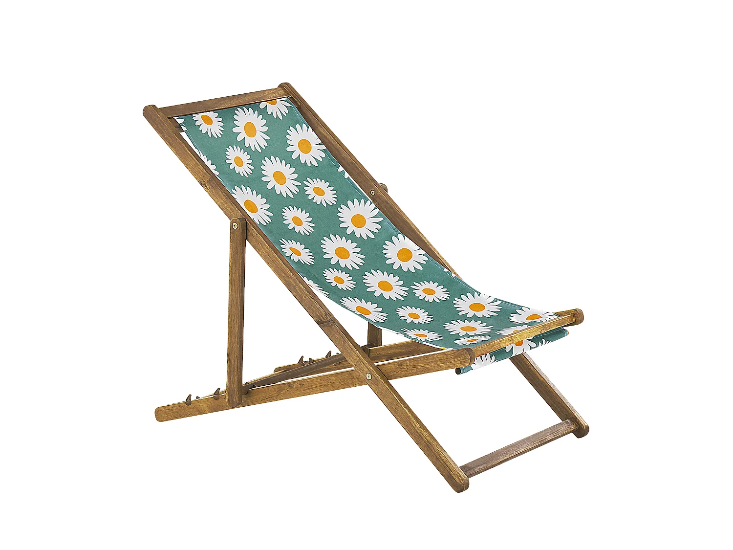 Lot de 2 chiliennes pliantes ANZIO avec tissus de remplacement Motif floral Acacia Marron clair