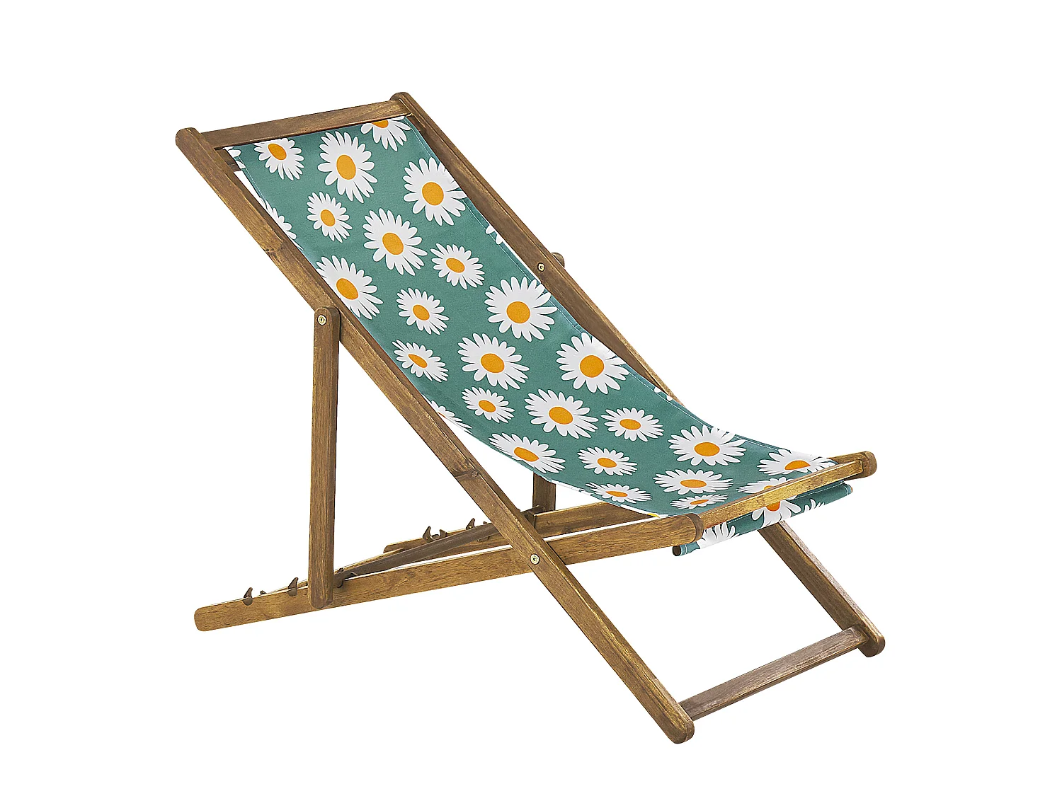 Lot de 2 chiliennes pliantes ANZIO avec tissus de remplacement Motif floral Acacia Marron clair