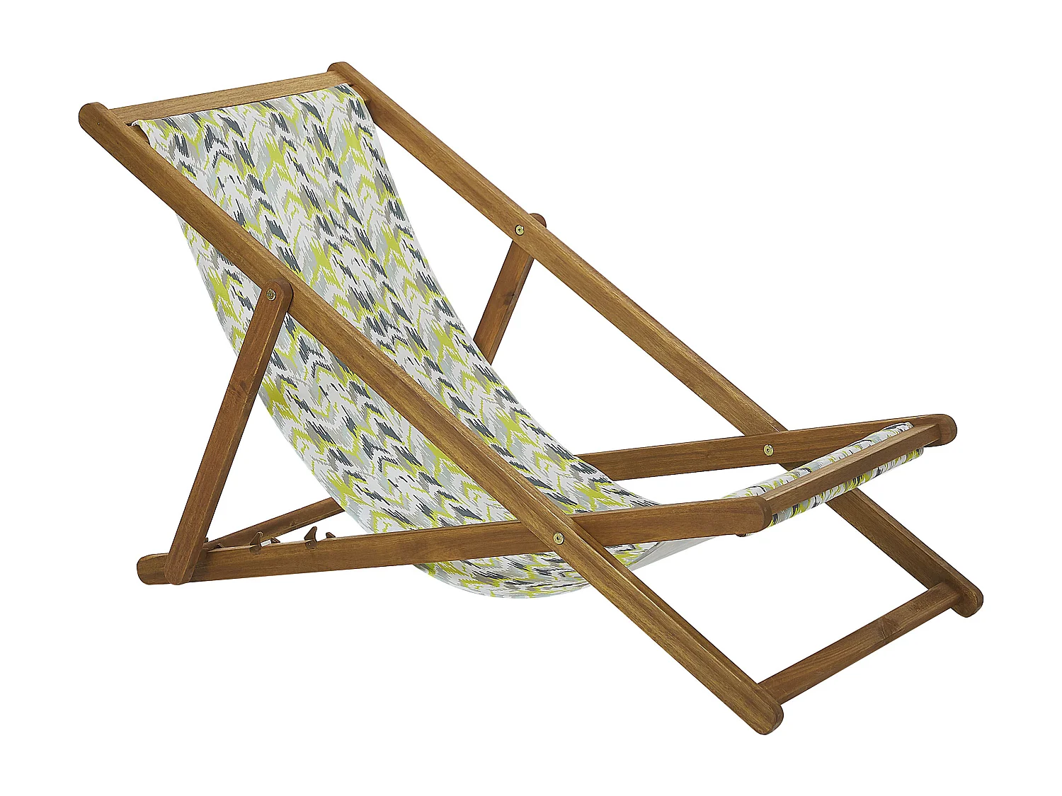 Lot de 2 chiliennes pliantes ANZIO avec tissus de remplacement Motif abstrait Acacia Marron clair