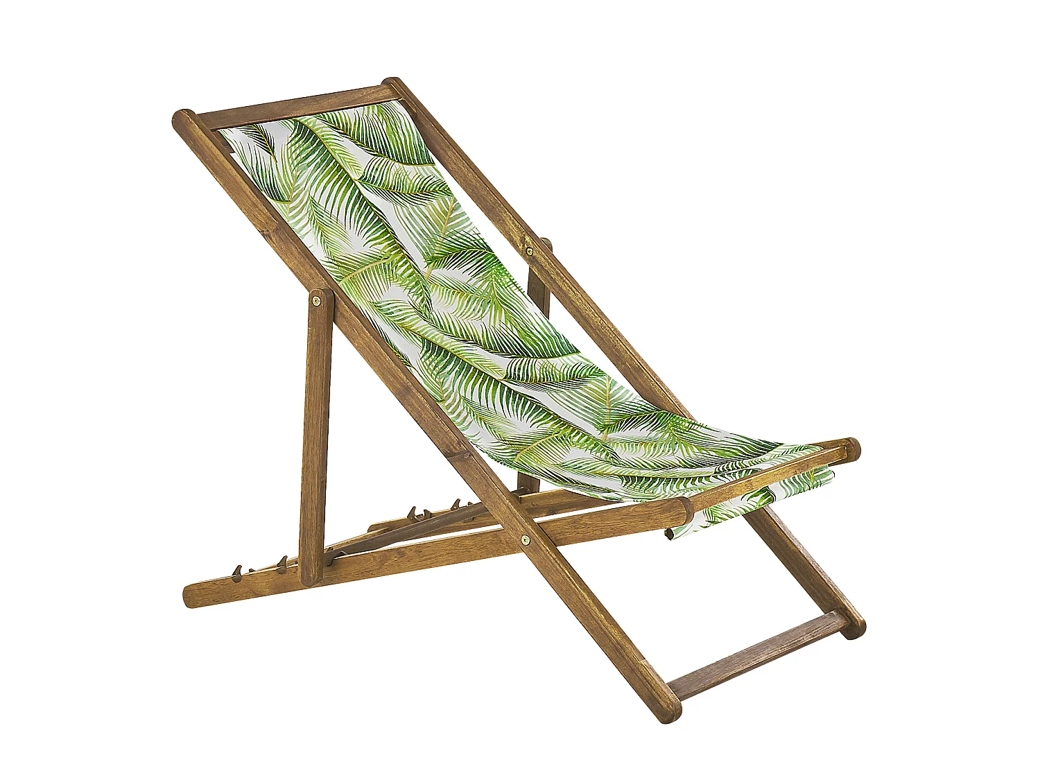 Conjunto de 2 cadeiras de praia dobráveis ANZIO com tecidos de substituição Motivo floral Madeira de acácia Castanho claro