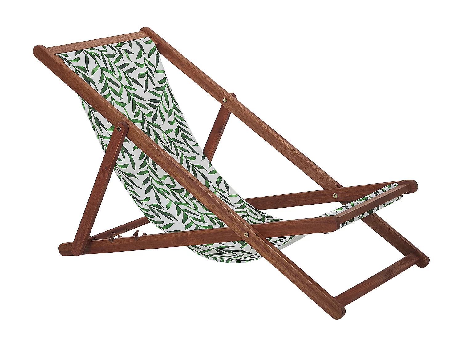 Set mit 2 klappbaren Liegestühlen ANZIO mit Ersatzstoffen Blumenmuster Akazienholz Dunkelbraun