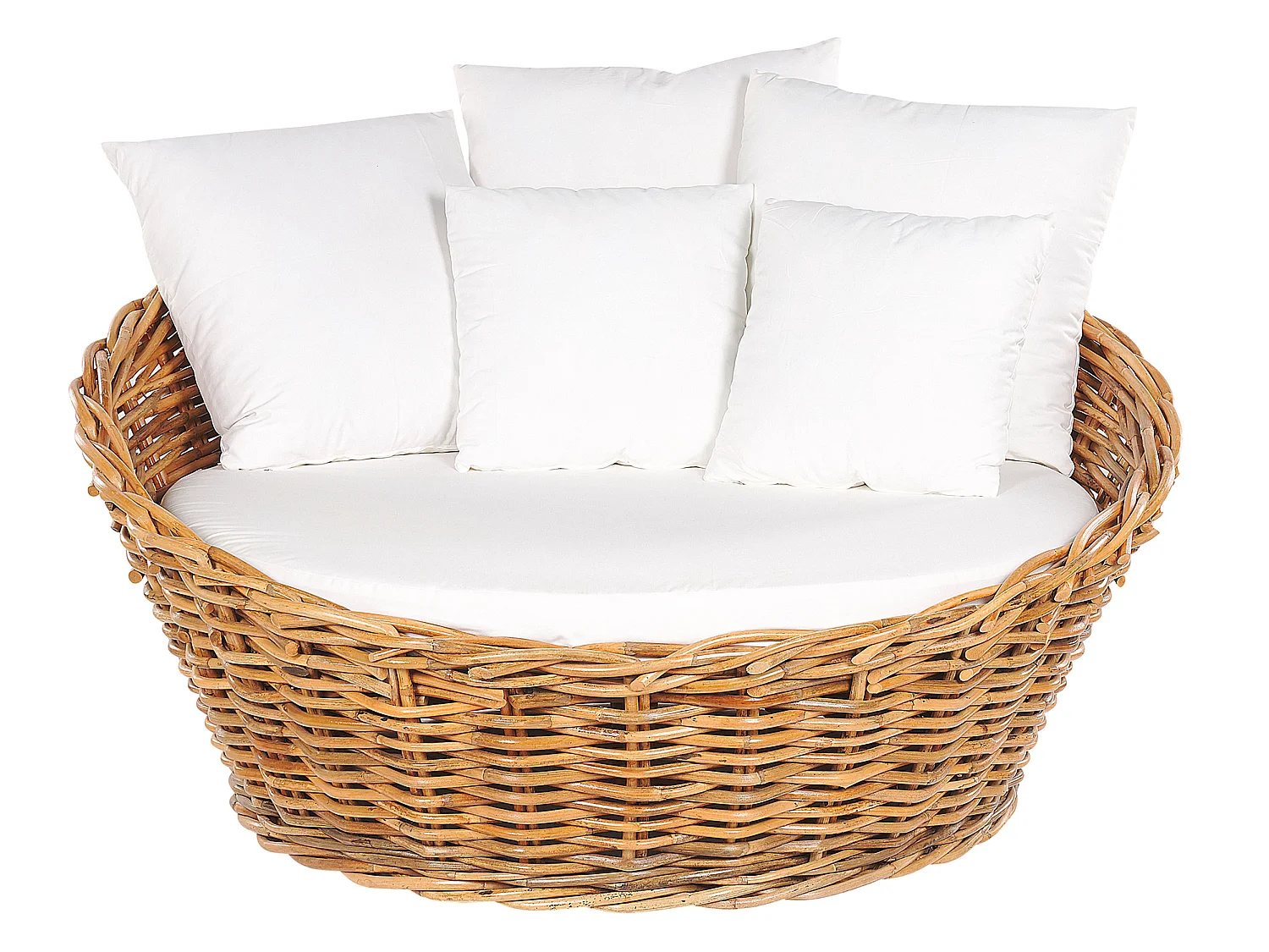 Letto da giardino rotondo in rattan naturale KALLITHEA