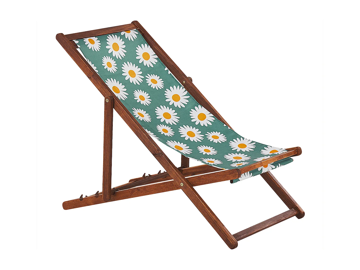 Set mit 2 klappbaren Liegestühlen ANZIO mit Ersatzstoffen Blumenmuster Akazienholz Dunkelbraun