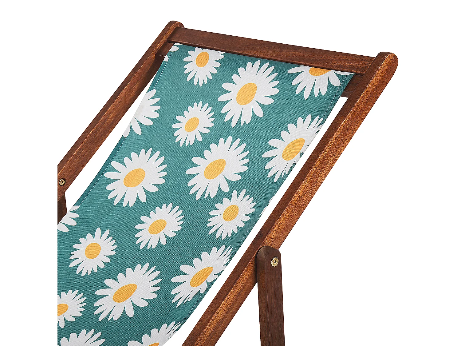 Set mit 2 klappbaren Liegestühlen ANZIO mit Ersatzstoffen Blumenmuster Akazienholz Dunkelbraun