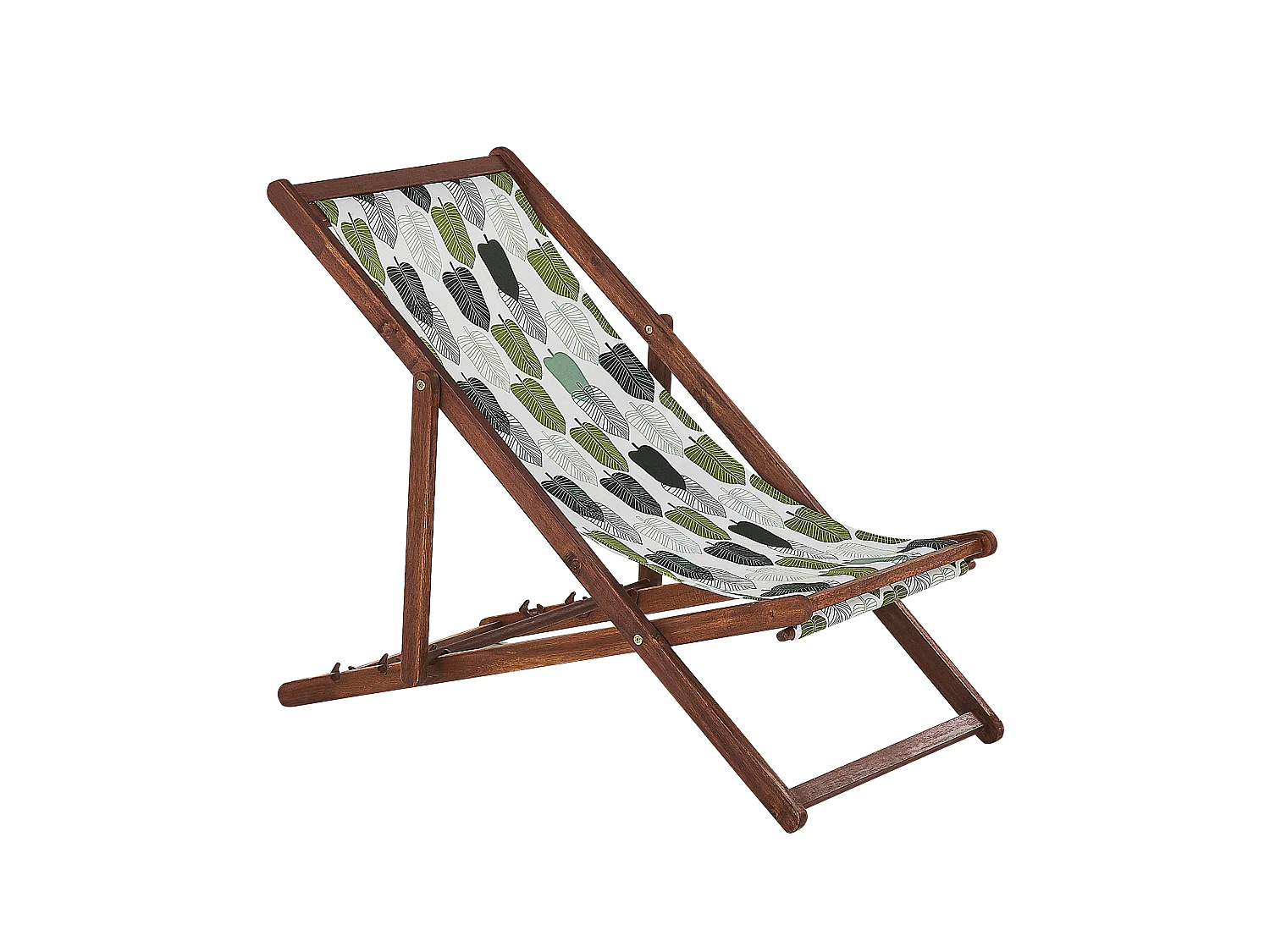 Set mit 2 klappbaren Liegestühlen ANZIO mit Ersatzstoffen Blumenmuster Akazienholz Dunkelbraun