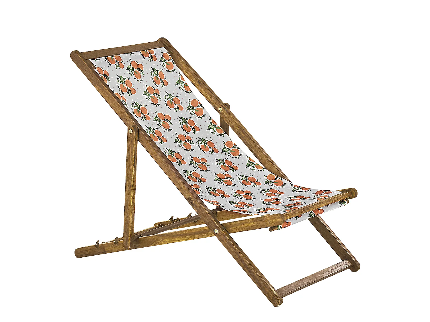 Conjunto de 2 cadeiras de praia dobráveis ANZIO com tecidos de substituição Motivo floral Madeira de acácia Castanho claro