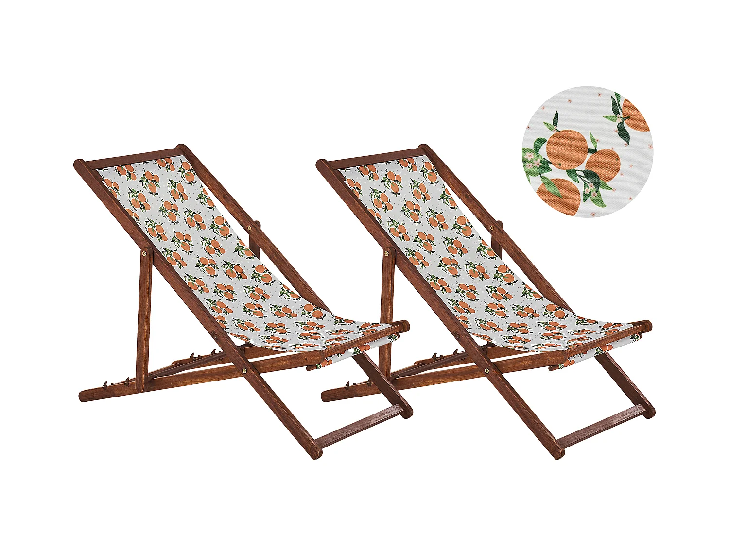 Set van 2 inklapbare ligstoelen ANZIO met vervangende hoezen Bloemen motief Acaciahout Donkerbruin