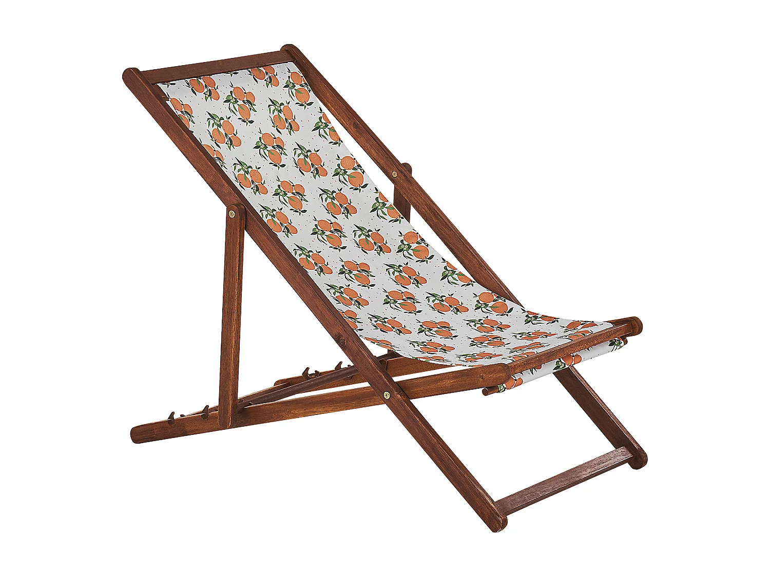 Lot de 2 chiliennes pliantes ANZIO avec tissus de remplacement Motif floral Acacia Marron foncé