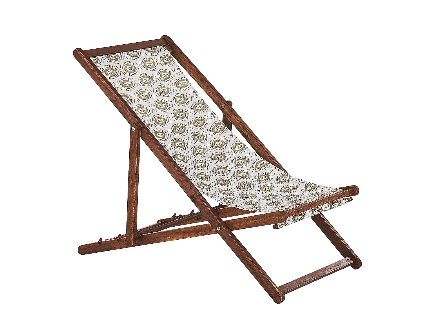 Zestaw 2 leżaków ogrodowych składanych ANZIO z zestawem wymiennych tkanin Motyw abstrakcyjny Drewno akacjowe Ciemnobrązowy