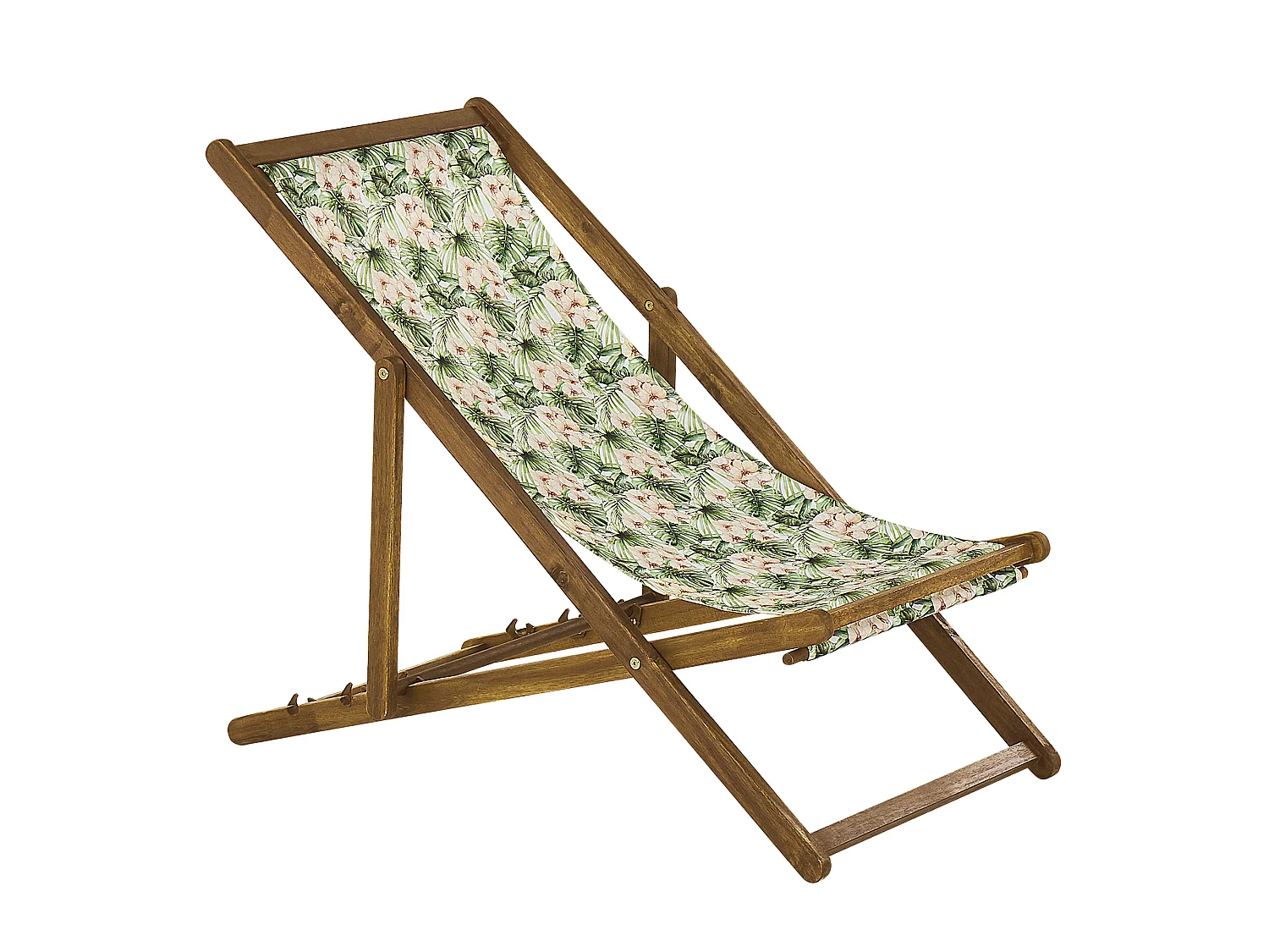 Lot de 2 chiliennes pliantes ANZIO avec tissus de remplacement Motif floral Acacia Marron clair