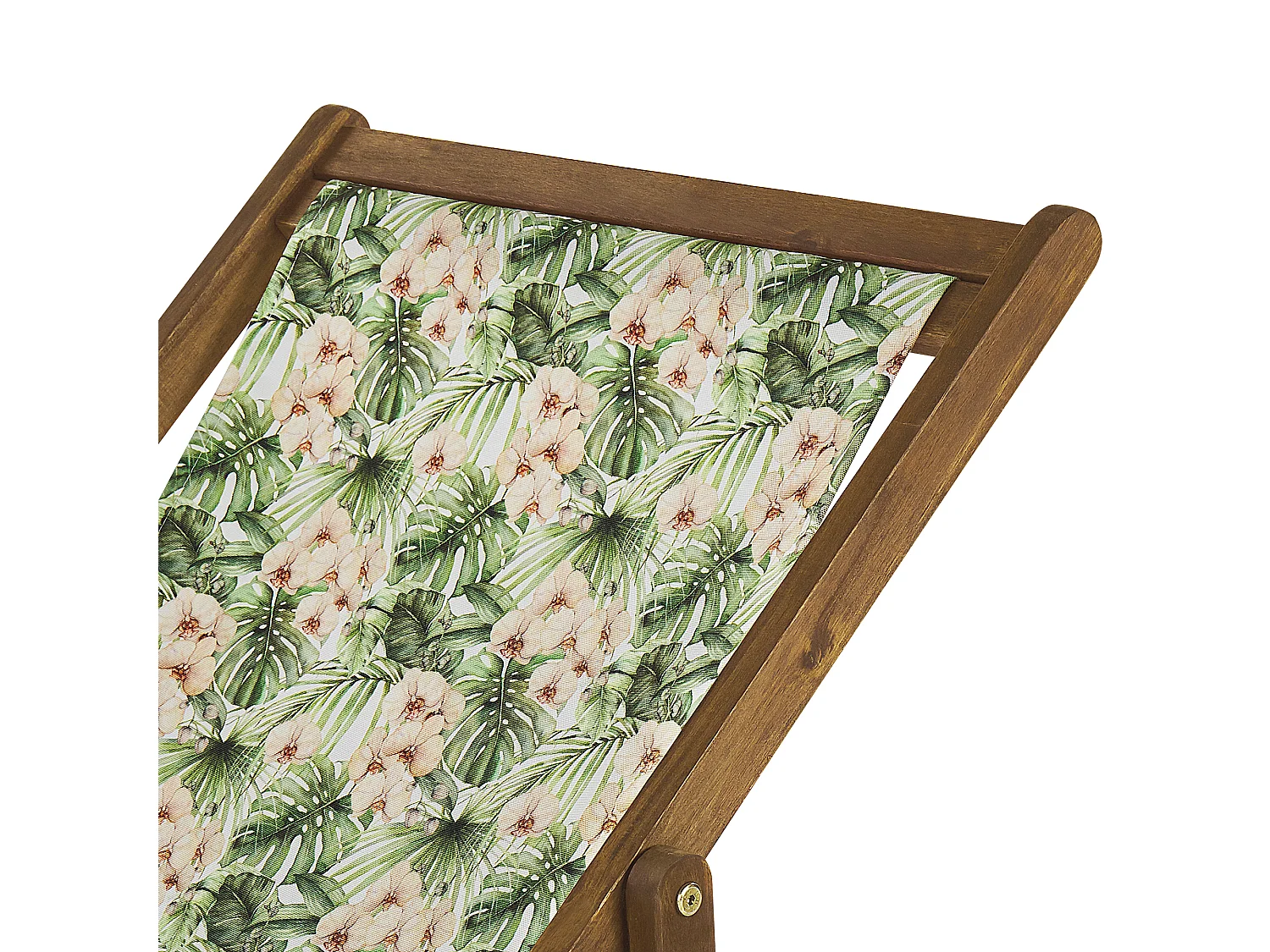 Lot de 2 chiliennes pliantes ANZIO avec tissus de remplacement Motif floral Acacia Marron clair