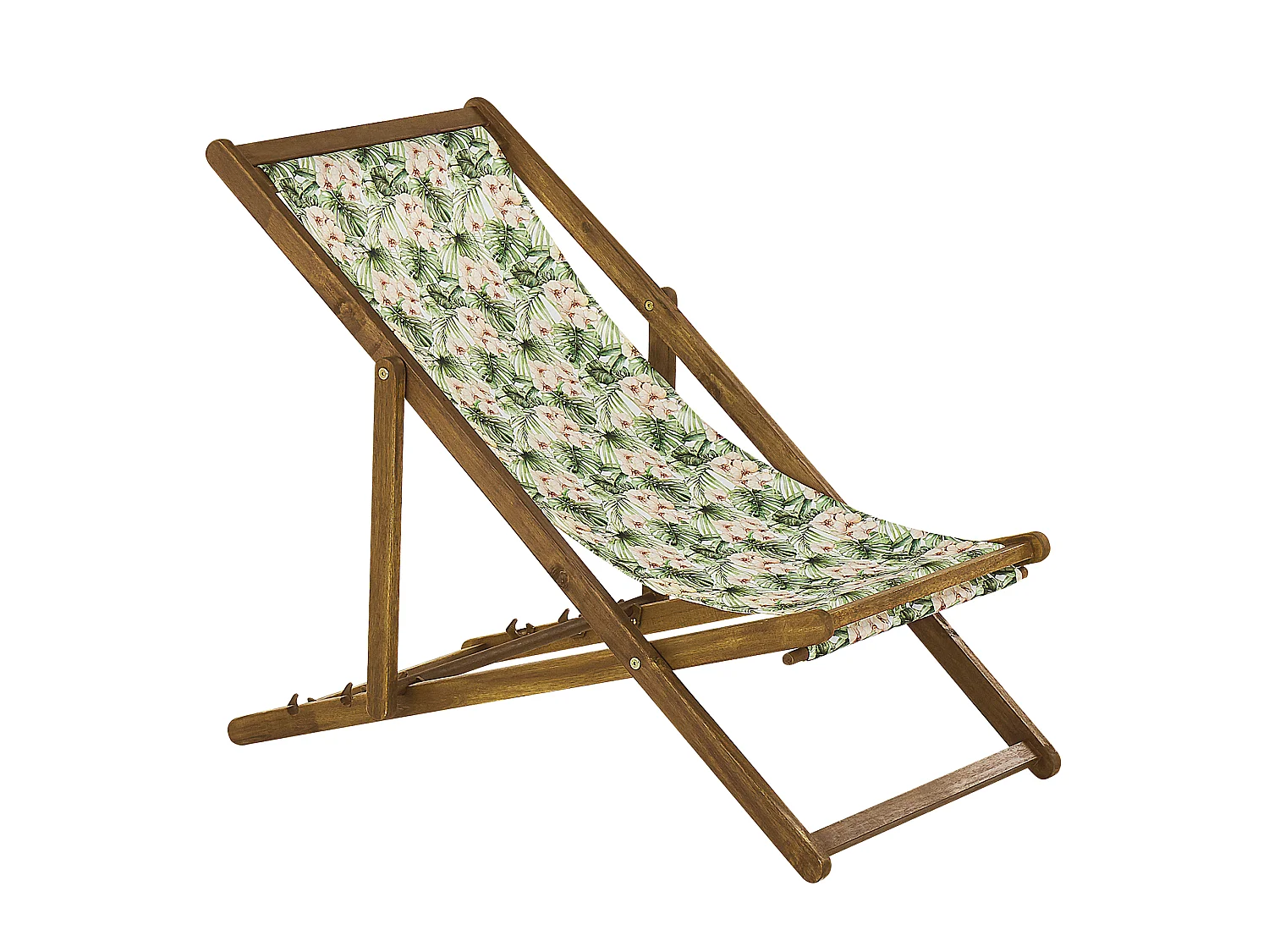 Set di 2 sedie a sdraio pieghevoli ANZIO con Tessuti di Ricambio Motivo floreale Legno d'acacia Marrone chiaro