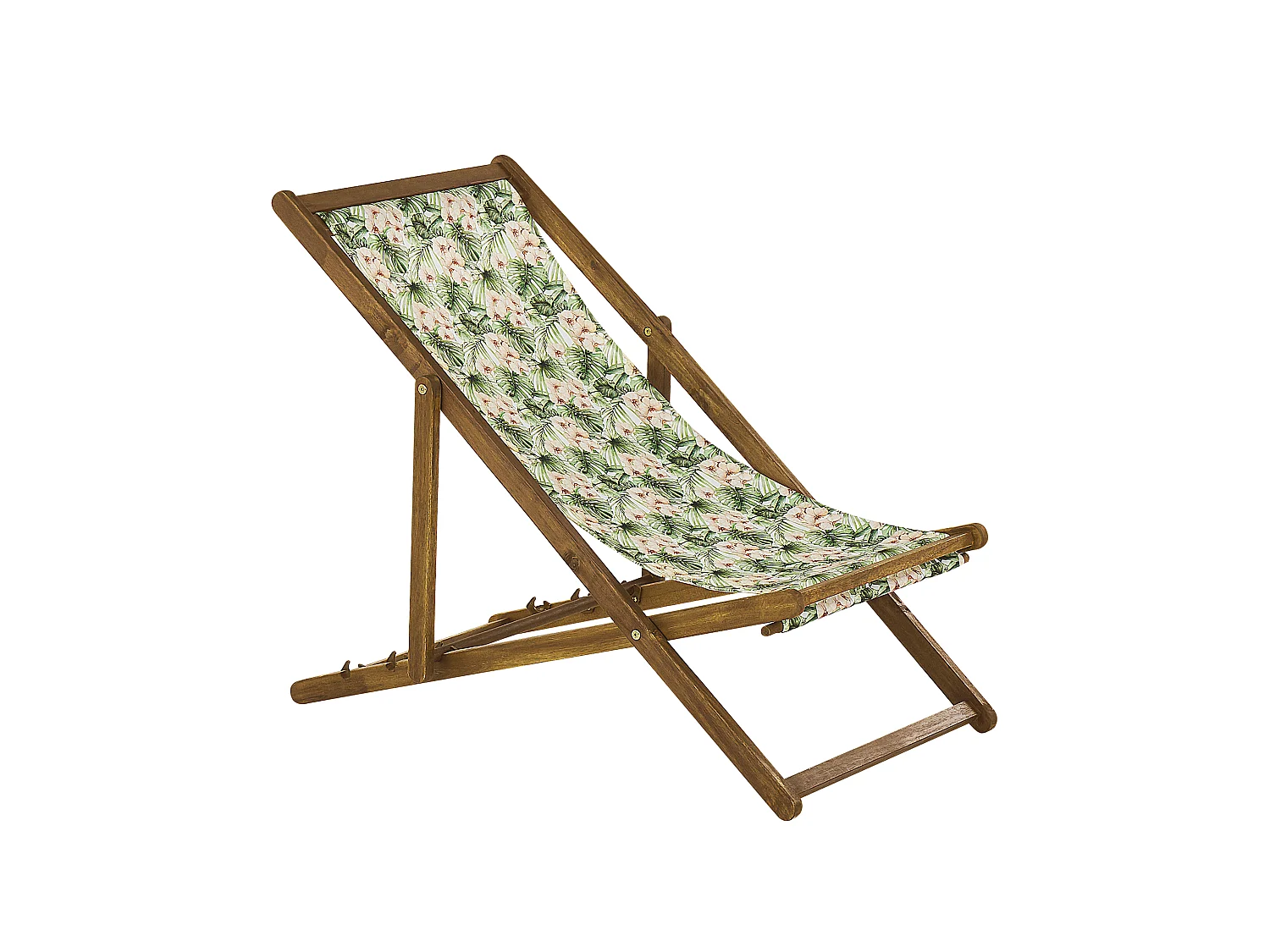 Lot de 2 chiliennes pliantes ANZIO avec tissus de remplacement Motif floral Acacia Marron clair