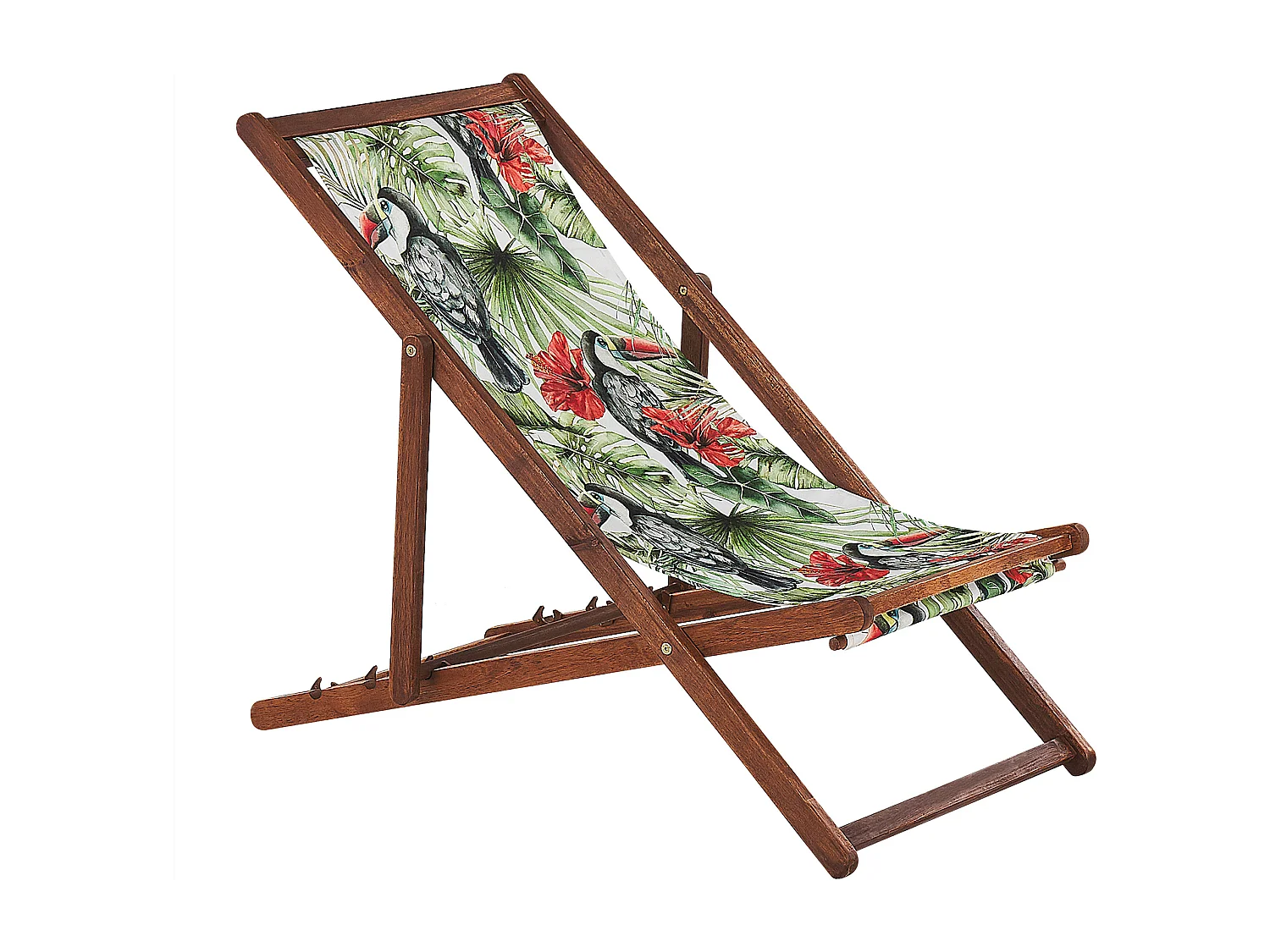 Conjunto de 2 cadeiras de praia dobráveis ANZIO com tecidos de substituição Motivo animal Madeira de acácia Castanho escuro