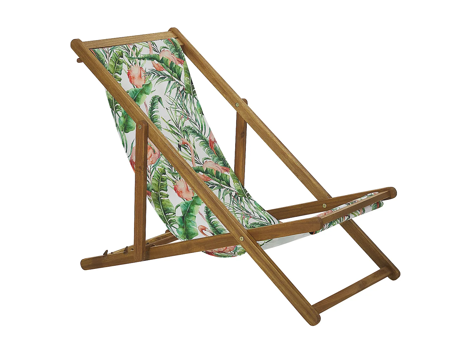 Conjunto de 2 cadeiras de praia dobráveis ANZIO com tecidos de substituição Motivo animal Madeira de acácia Castanho claro