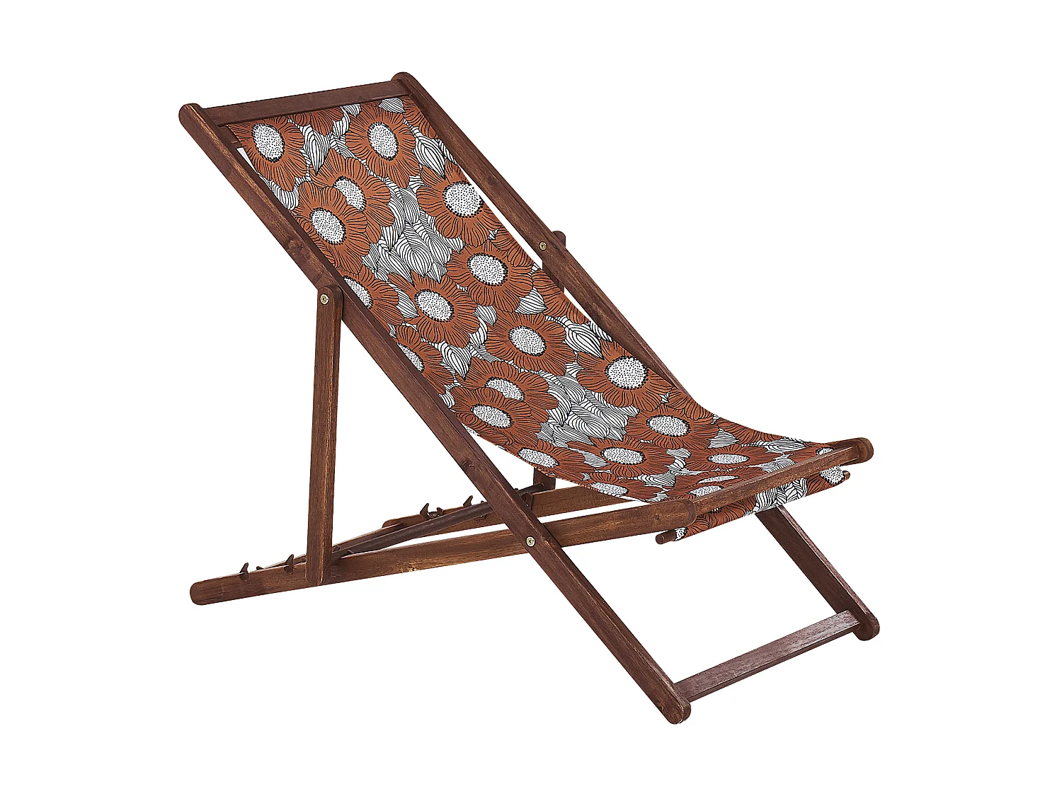 Set van 2 inklapbare ligstoelen ANZIO met vervangende hoezen Bloemen motief Acaciahout Donkerbruin