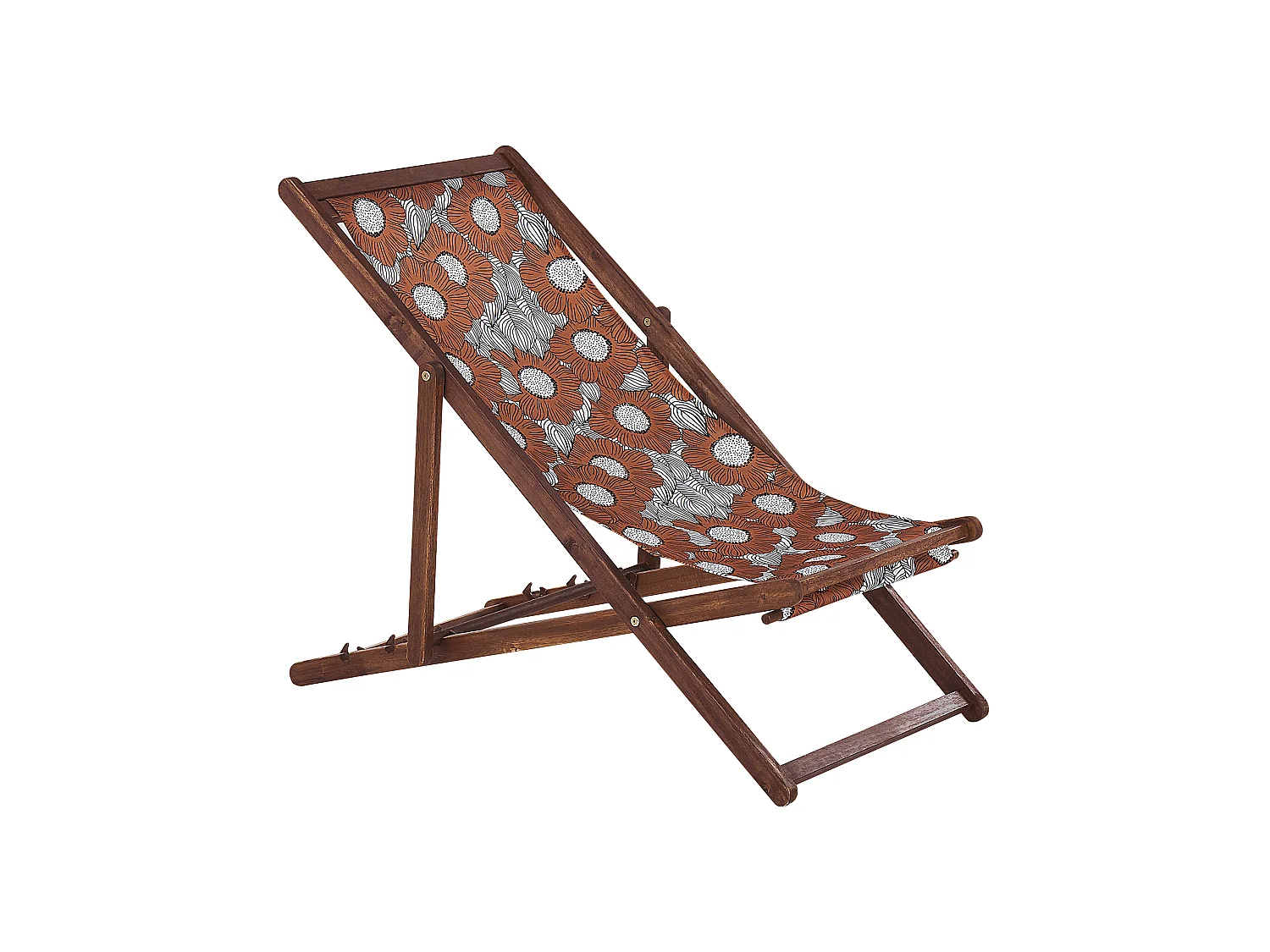 Lot de 2 chiliennes pliantes ANZIO avec tissus de remplacement Motif floral Acacia Marron foncé