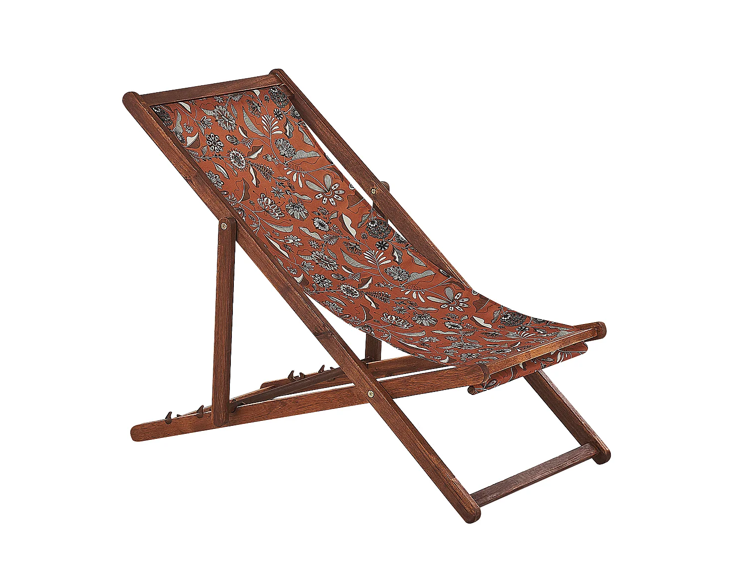 Set di 2 sedie a sdraio pieghevoli ANZIO con Tessuti di Ricambio Motivo floreale Legno d'acacia Marrone scuro