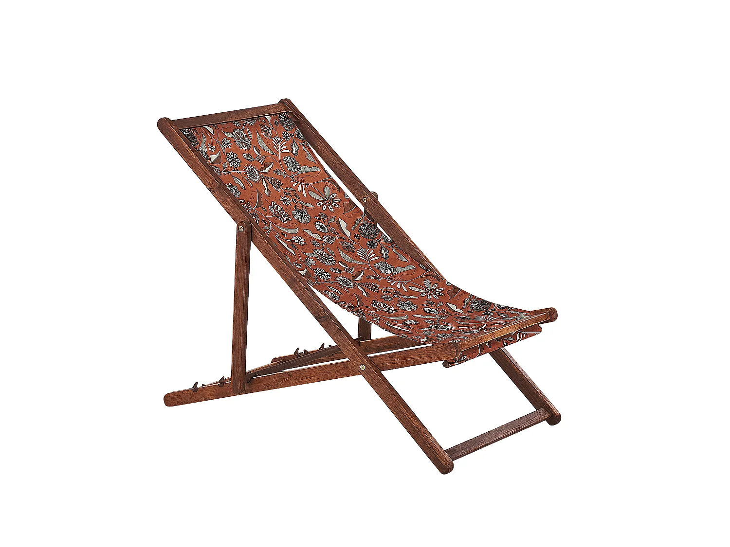 Lot de 2 chiliennes pliantes ANZIO avec tissus de remplacement Motif floral Acacia Marron foncé