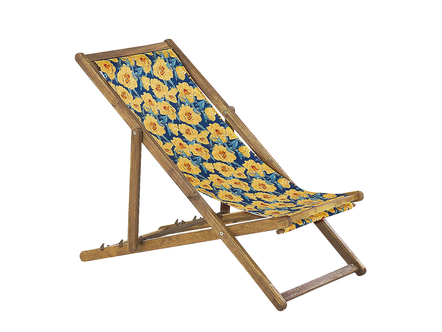 Lot de 2 chiliennes pliantes ANZIO avec tissus de remplacement Motif floral Acacia Marron clair