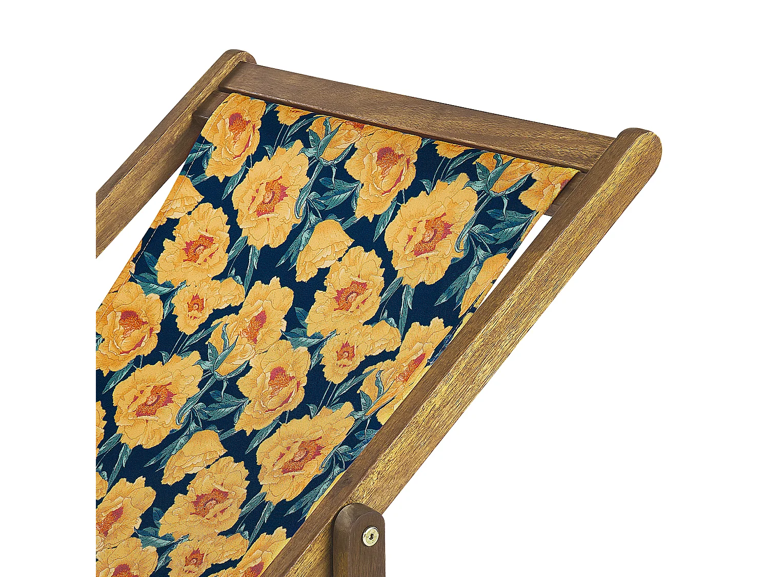 Set di 2 sedie a sdraio pieghevoli ANZIO con Tessuti di Ricambio Motivo floreale Legno d'acacia Marrone chiaro