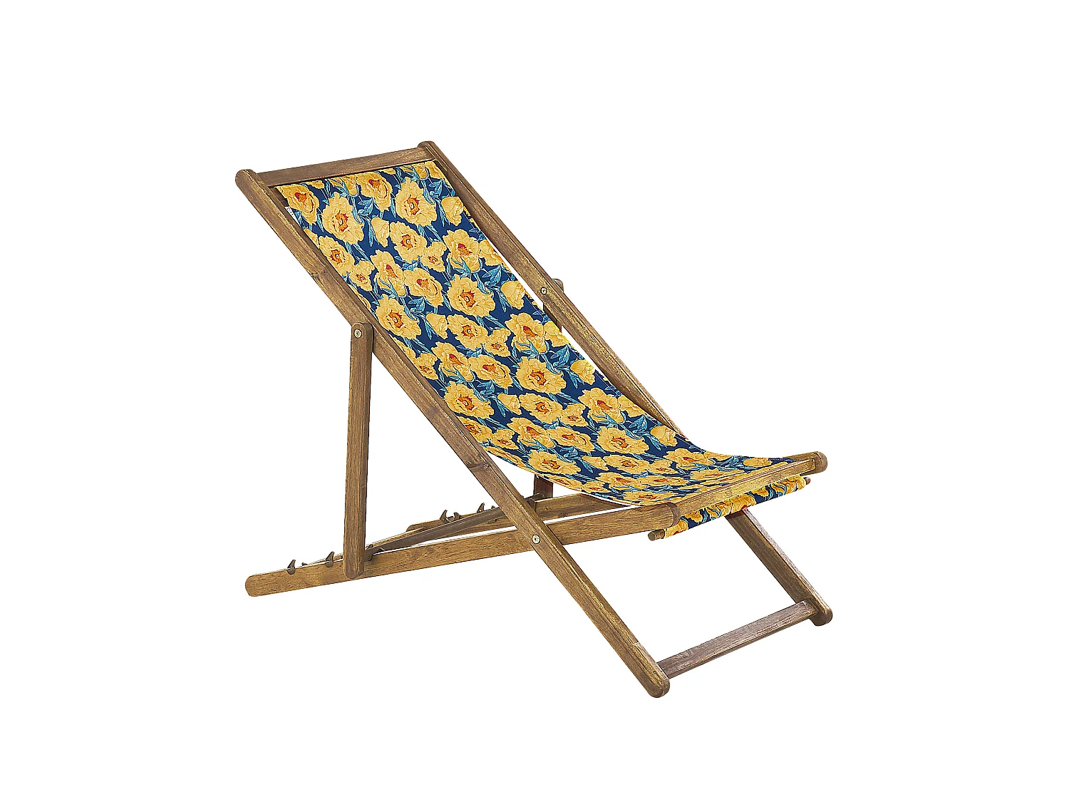 Lot de 2 chiliennes pliantes ANZIO avec tissus de remplacement Motif floral Acacia Marron clair