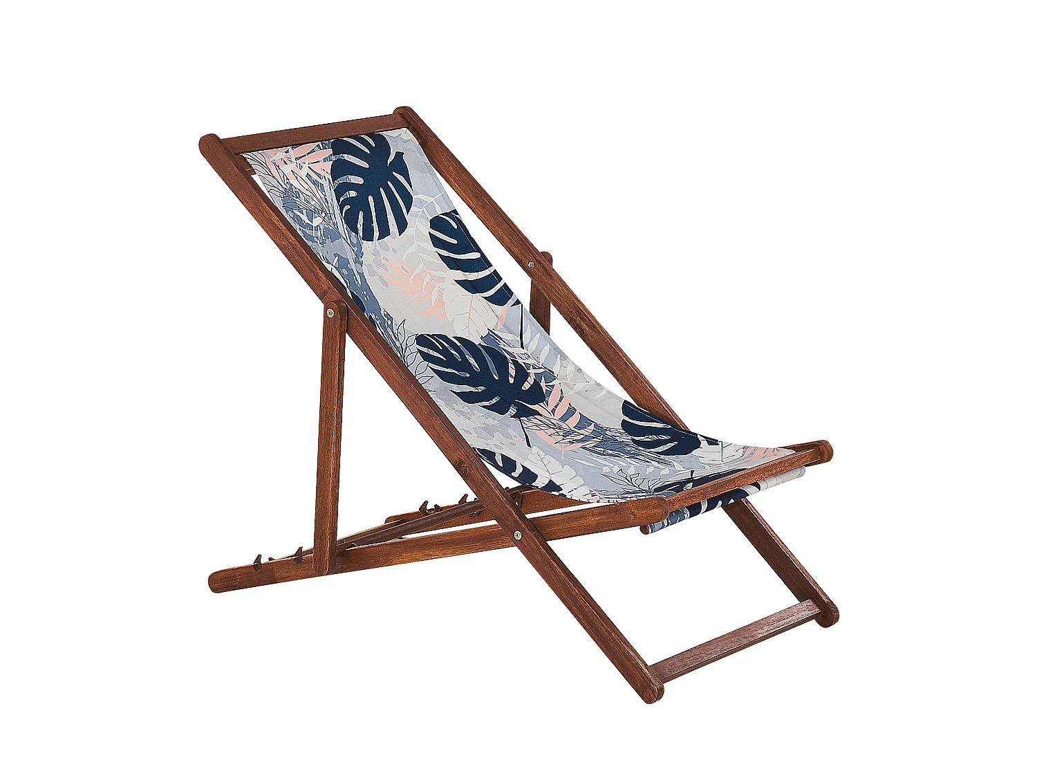Lot de 2 chiliennes pliantes ANZIO avec tissus de remplacement Motif floral Acacia Marron foncé
