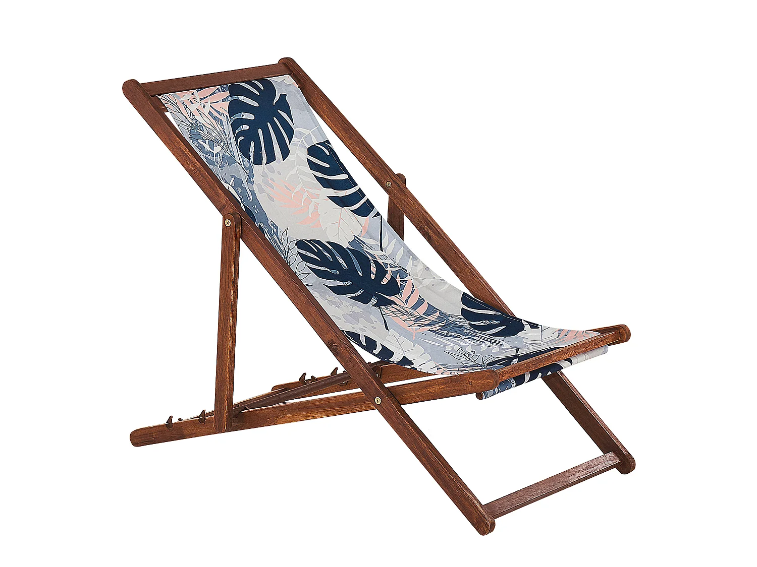 Lot de 2 chiliennes pliantes ANZIO avec tissus de remplacement Motif floral Acacia Marron foncé