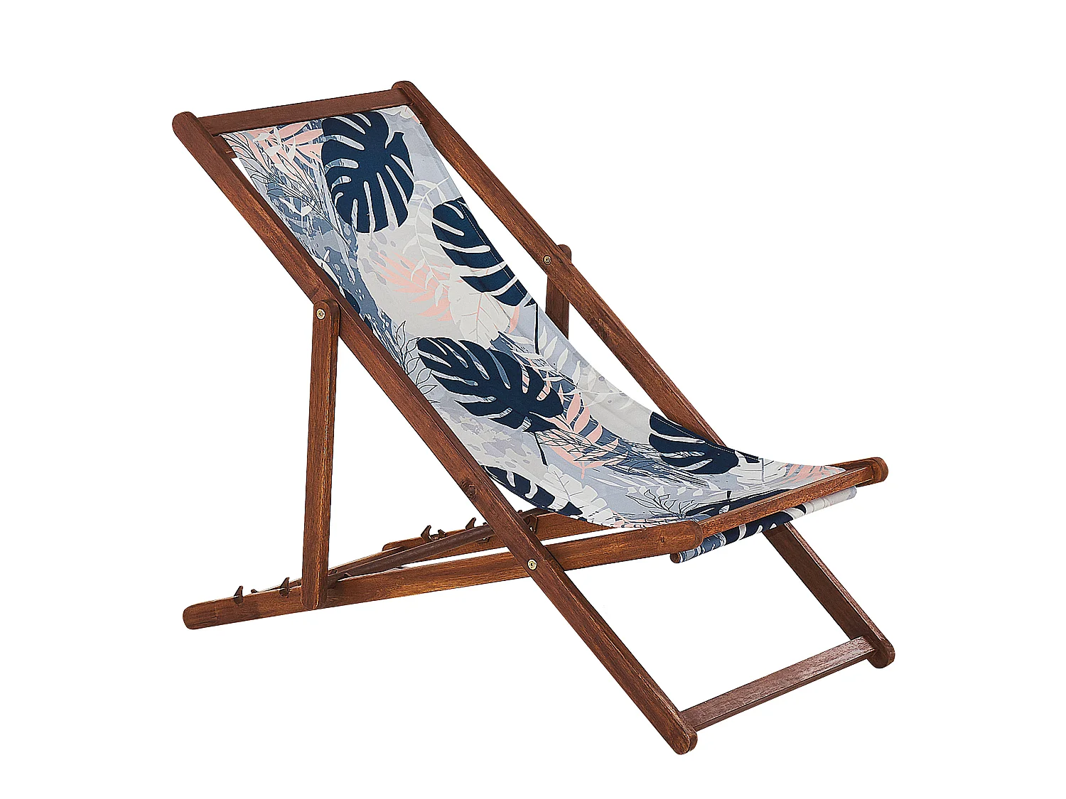 Set di 2 sedie a sdraio pieghevoli ANZIO con Tessuti di Ricambio Motivo floreale Legno d'acacia Marrone scuro