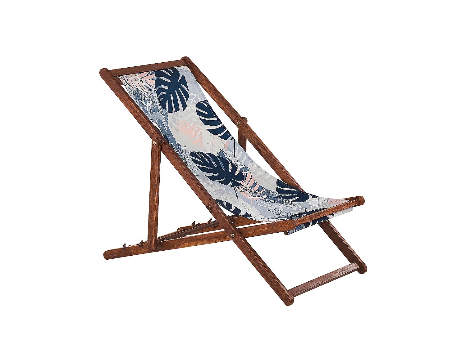 Lot de 2 chiliennes pliantes ANZIO avec tissus de remplacement Motif floral Acacia Marron foncé