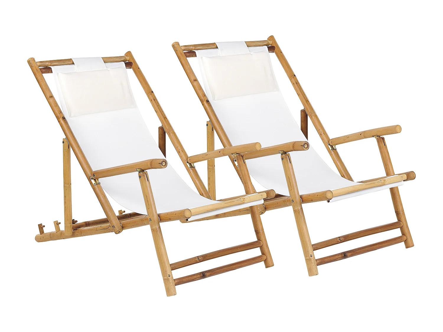 Conjunto de 2 cadeiras de praia dobráveis ATRANI Madeira de bambu Creme claro