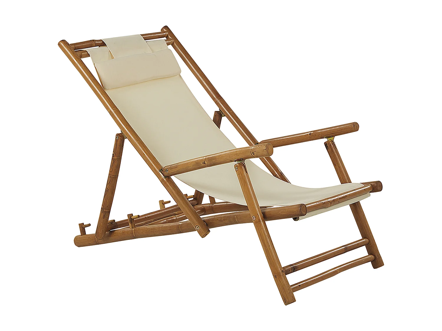 Conjunto de 2 cadeiras de praia dobráveis ATRANI Madeira de bambu Creme claro