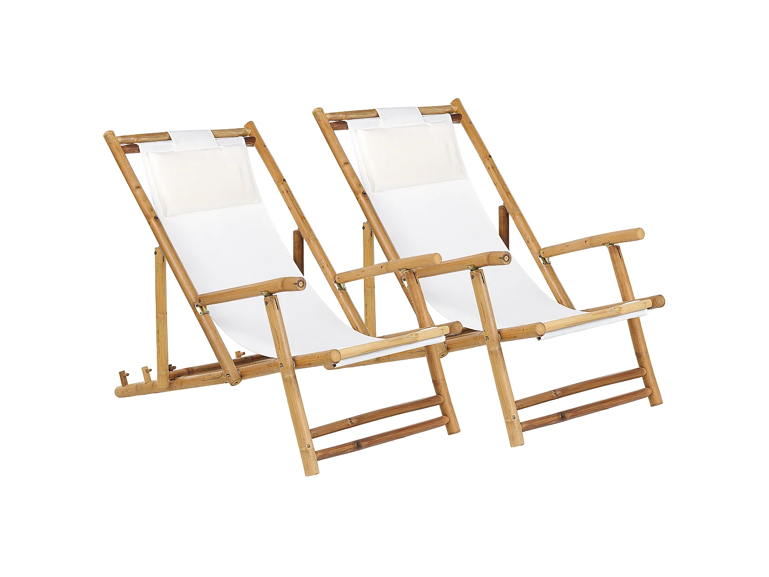 Set of 2 Folding Deck Chairs ATRANI Bamboo Light Beige