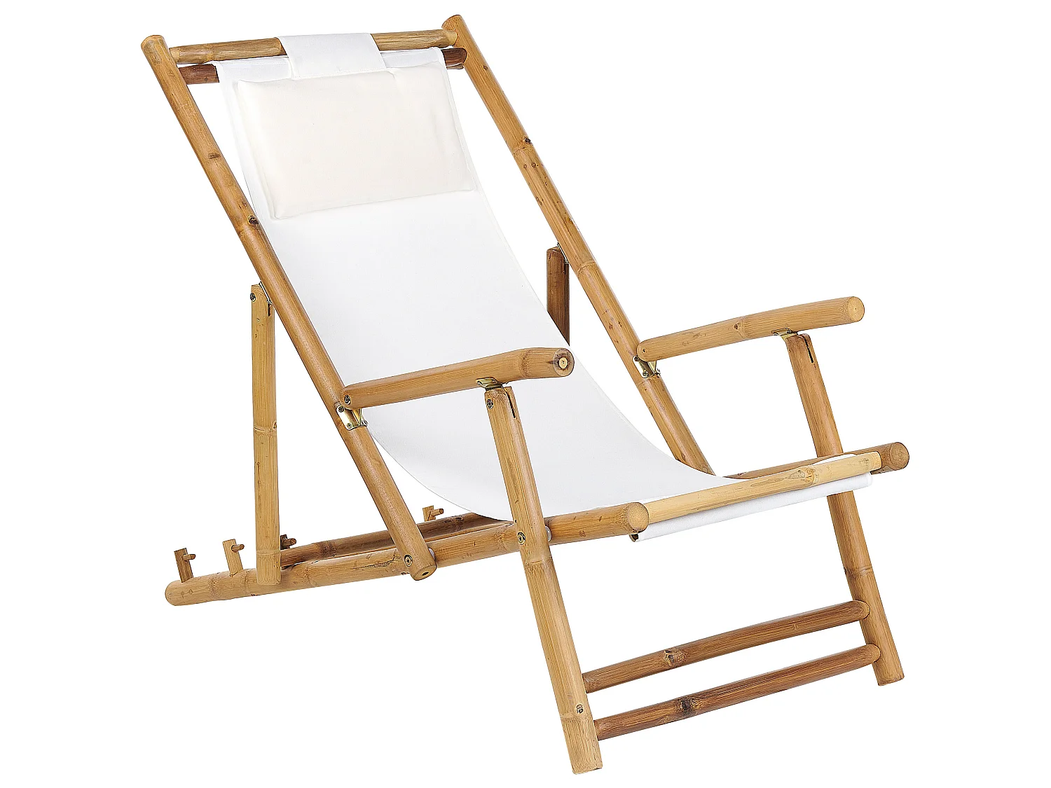 Set of 2 Folding Deck Chairs ATRANI Bamboo Light Beige