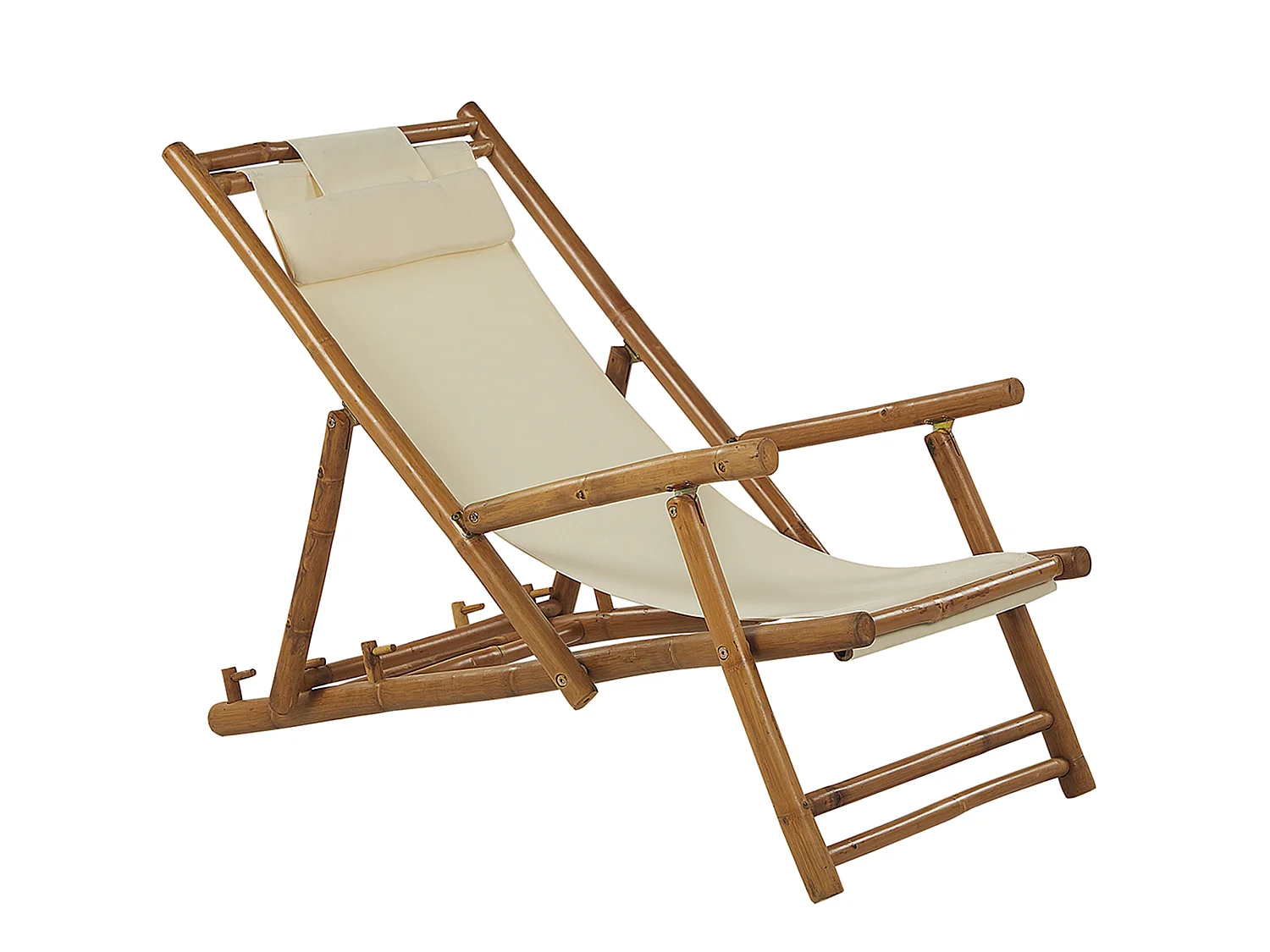Set of 2 Folding Deck Chairs ATRANI Bamboo Light Beige